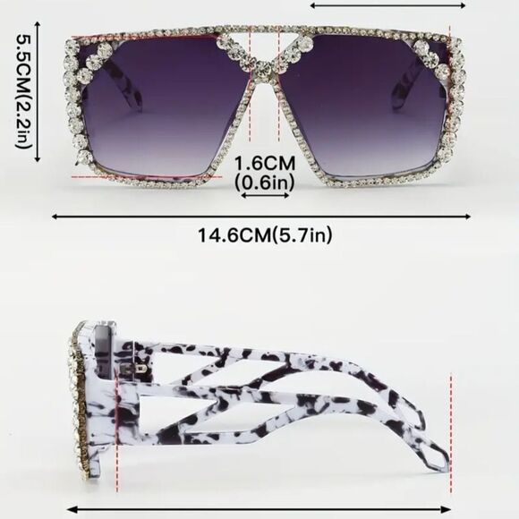 Oversized luxury rhinestone sunglasses main image 4